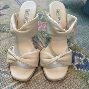 Aquazzura Cream Twist Strap Heels